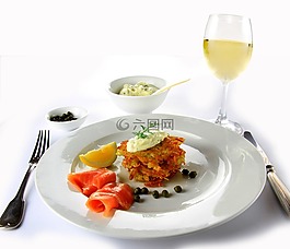 食品,葡萄酒,三文魚