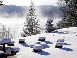 冬天,湖,雪