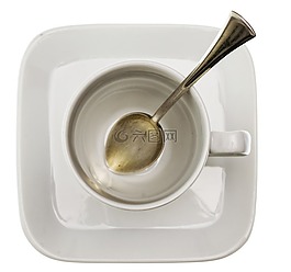 杯,咖啡,勺子