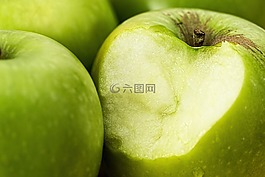 蘋果,綠色,咬