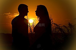 夫婦,愛情,日落