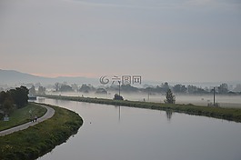 通道,水,霧