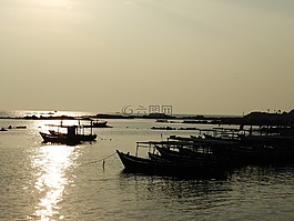 岸,海,日落
