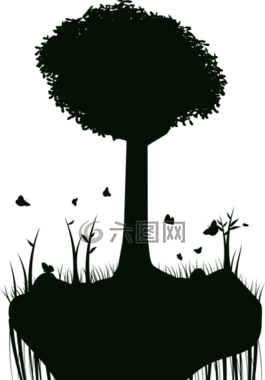 剪影,樹,島