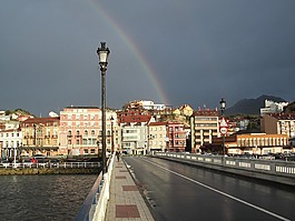 彩虹,路灯,天空
