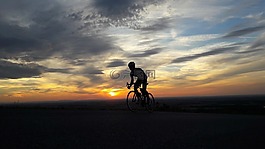 日落,自行車,騎自行車