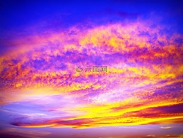 日落,天空,红色