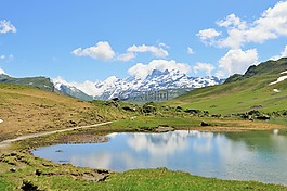 瑞士,山,谷
