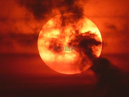 太陽,日落,紅色