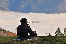 孩子,女孩,坐在