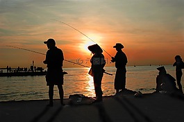 釣魚,黃昏,日出