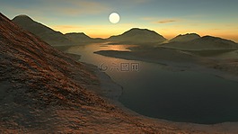 digitale 艺术,landschaft,日落