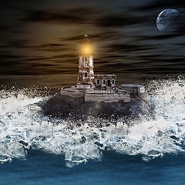 燈塔,海,海洋