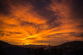日出,天空,橙