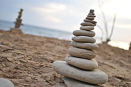 石,海滩,自然