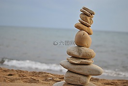 石,海滩,自然