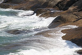 波,石頭,沙灘