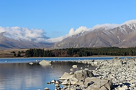 湖,水,銀行
