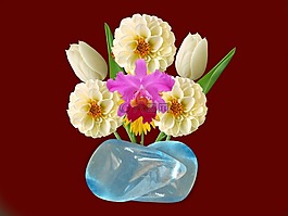 花瓶,鮮花,藍(lán)色的石頭