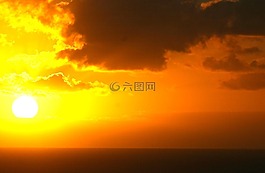 日落,夏威夷,海洋