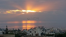 日落,景觀,夏季