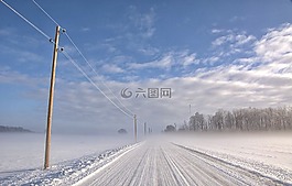冬天,路,薄霧