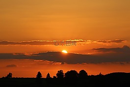 日落,夜,傍晚的天空