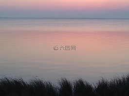 日出,海灘,景觀