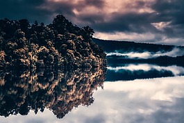 日出,上午,湖