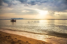 水,日落,黄昏