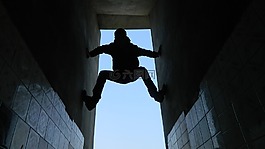 男孩,攀登,墻