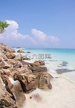 海,海灘,島