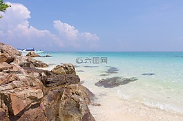 海,海灘,島