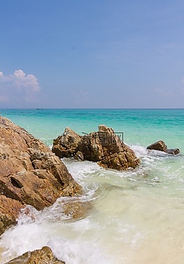 海,海灘,島