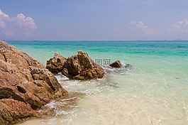 海,海灘,島