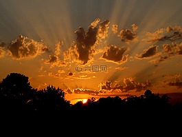 日落,太陽,自然