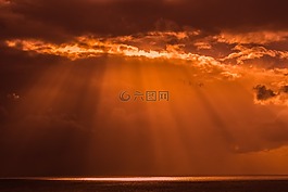 日落,黃昏,天空