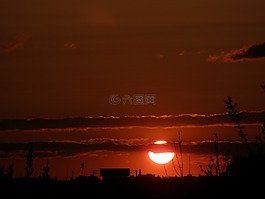 日落,天空,晚上