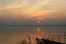 日落,水,日出