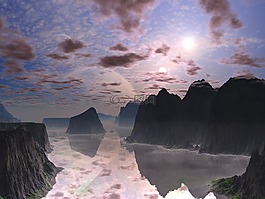 景觀,山,云