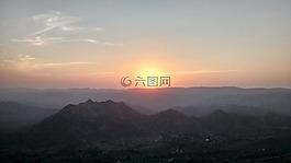日落,地平線,天空