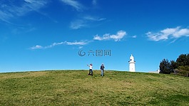 燈塔,草,小山