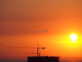 起重機,網(wǎng)站,日落