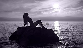 女孩,性感,日落