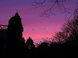 日落,黃昏,天空