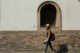 塔爾寺,女生,墻壁