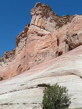 山,紅色,巖
