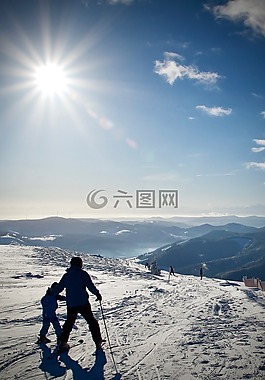 雪,滑雪,天空