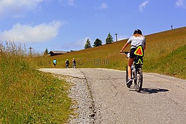 自行車,路,山
