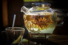 t恤,喝,茶壺